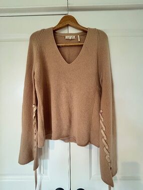 Helmut Lang Lace Up Sleeve Wool / Cashmere Sweater Medium